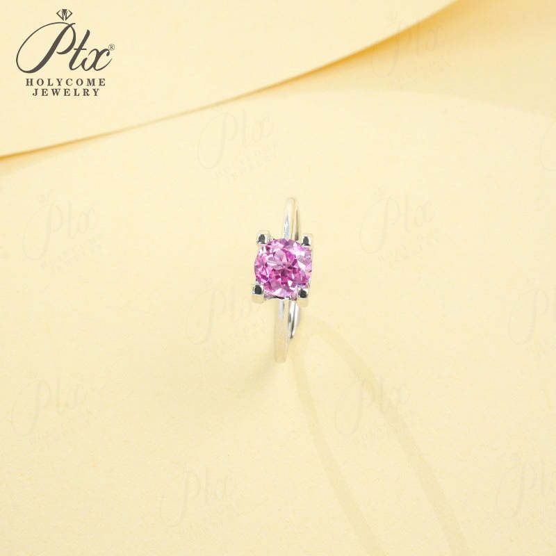 Round Lab-Grown Sapphire Ring — view 3, SKU GEM001