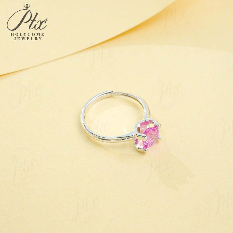 Round Lab-Grown Sapphire Ring — view 4, SKU GEM001