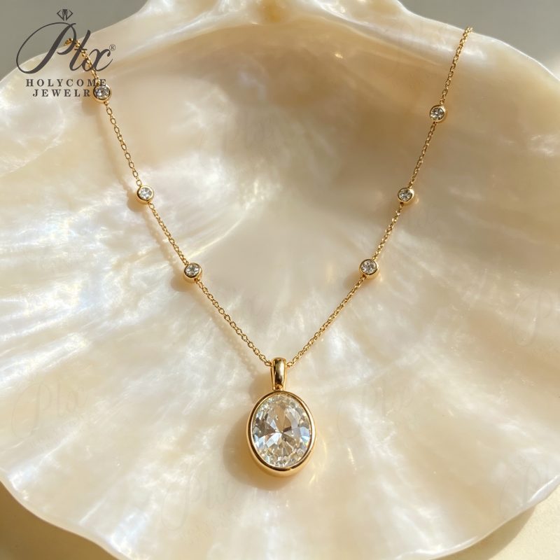 Round Heart Lab-Grown Diamond Necklace, IGI Certified — view 2, SKU LGD005