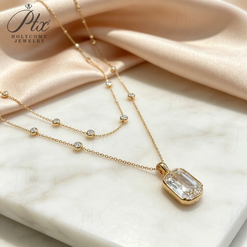 Round Heart Lab-Grown Diamond Necklace, IGI Certified — view 3, SKU LGD005
