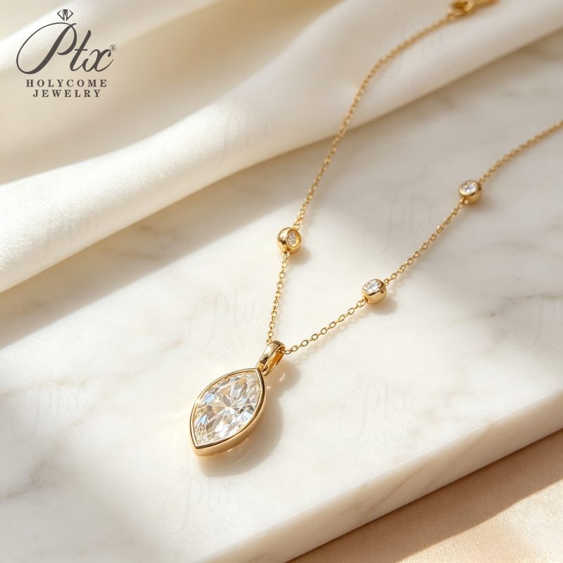 Round Heart Lab-Grown Diamond Necklace, IGI Certified — view 6, SKU LGD005