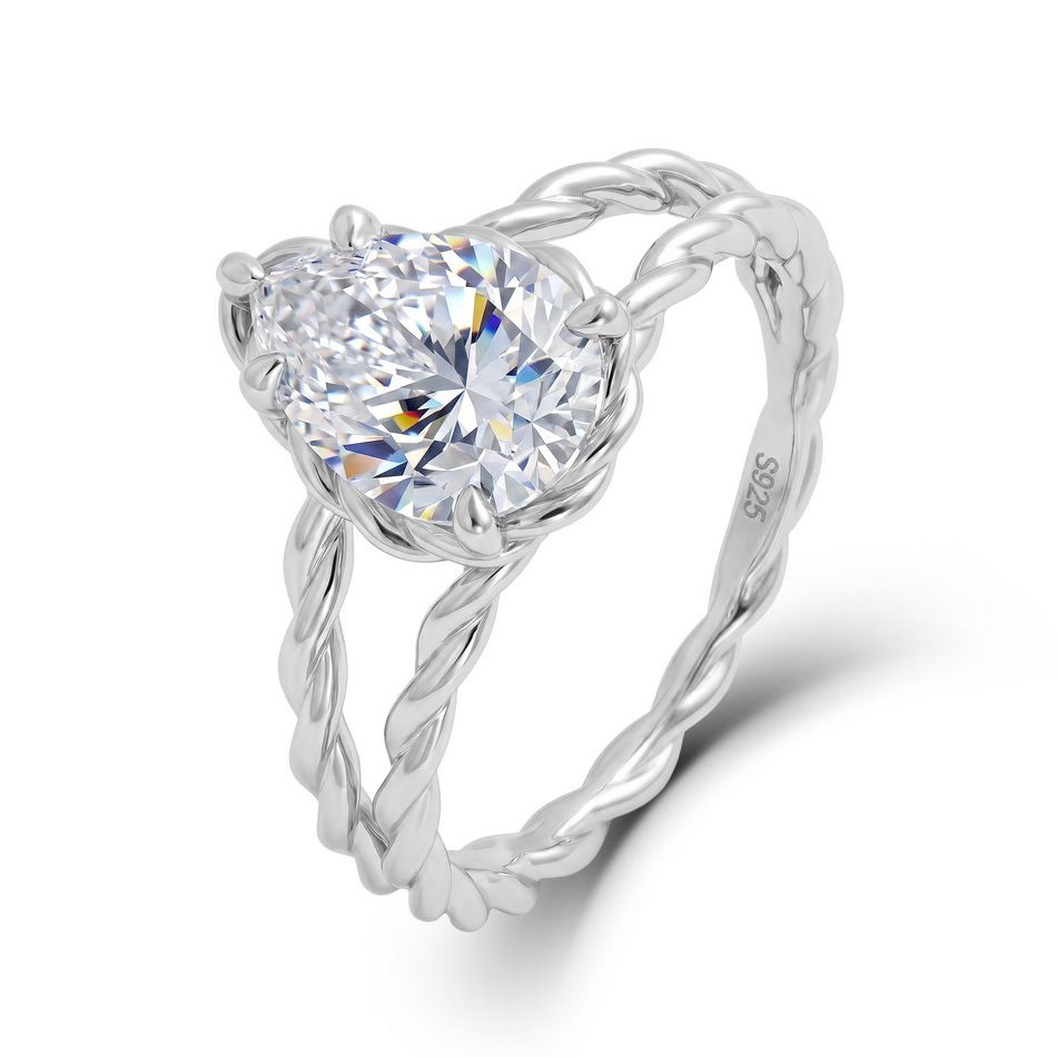 Twisted Pear Moissanite Ring — view 2, SKU MA185