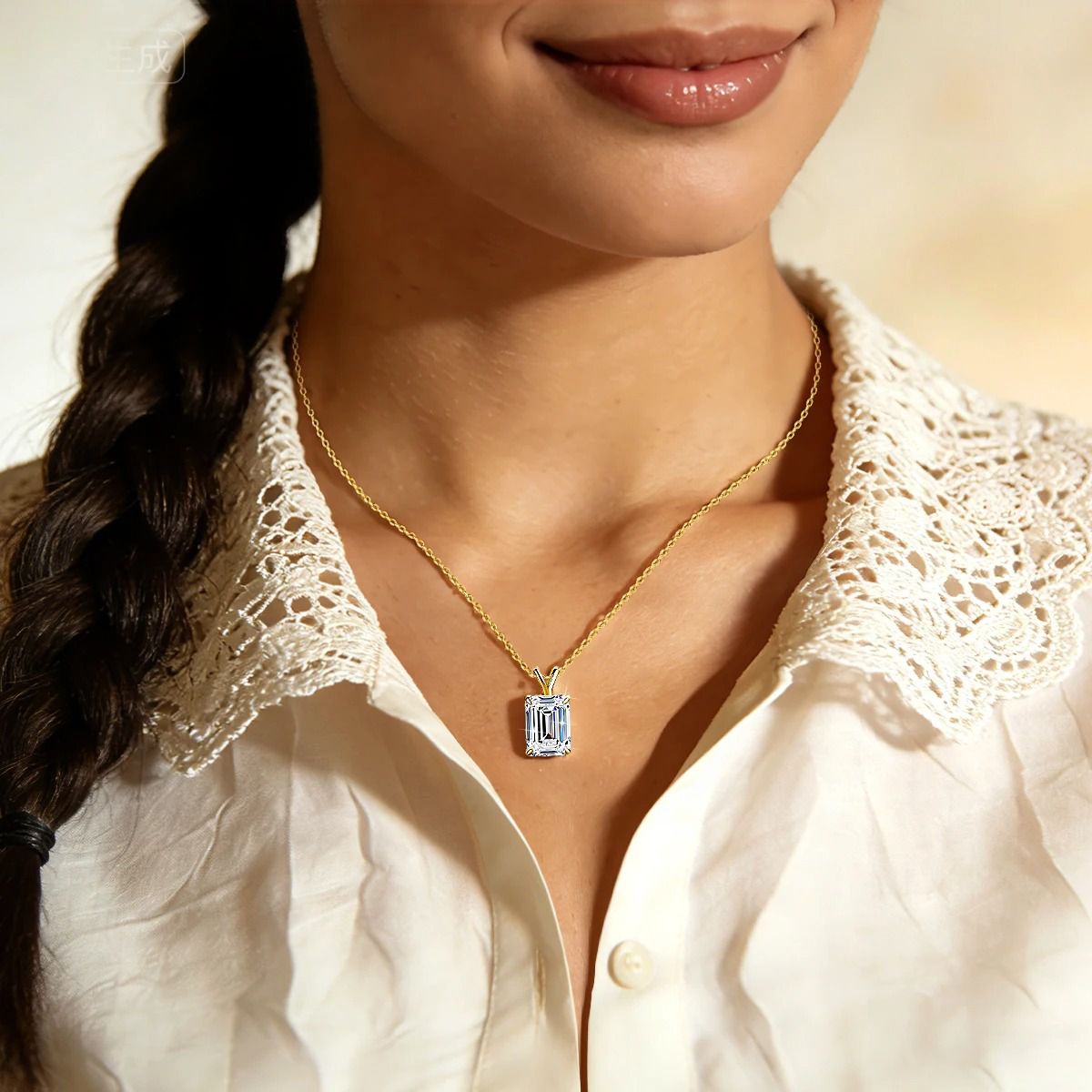 Emerald Solitaire Pendant — view 2, SKU MB141