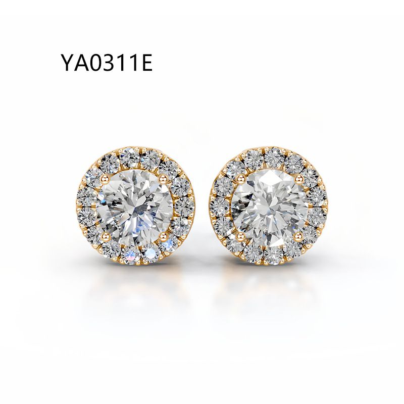 2ct Round Moissanite Stud Earrings — view 2, SKU MC144