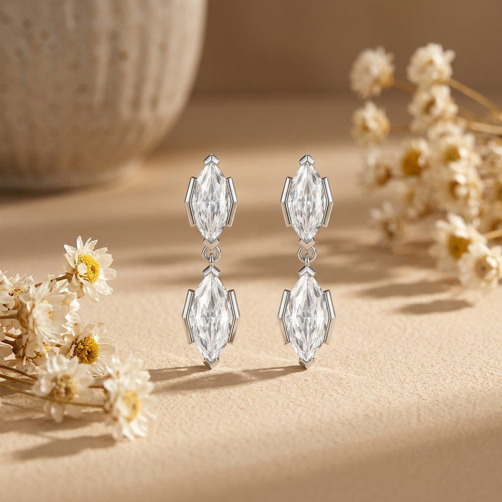 Double Marquise Huggie Earrings — main, SKU MC147