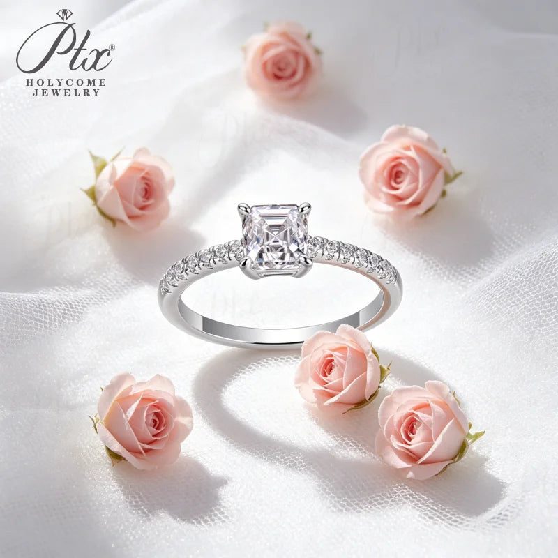 1ct Asscher Moissanite Ring, GRA Certified — view 4, SKU MOI010