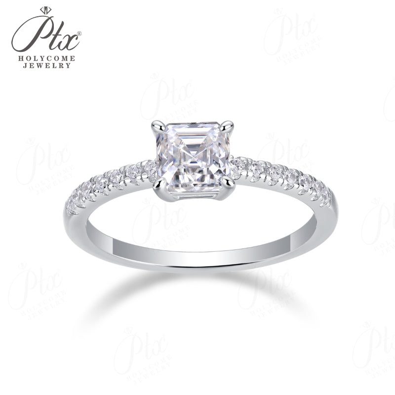 1ct Asscher Moissanite Ring, GRA Certified — view 5, SKU MOI010