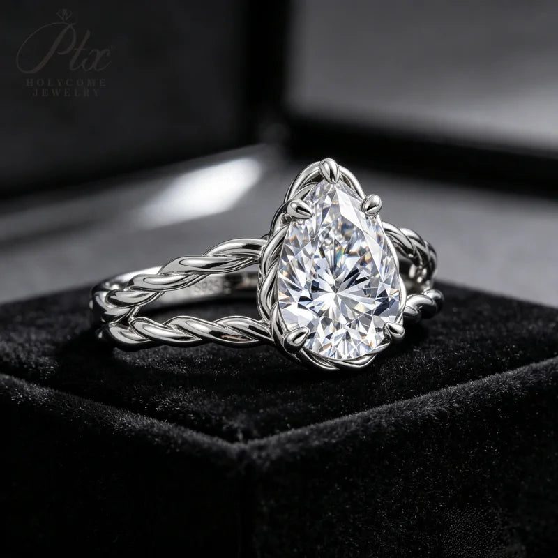 2ct Pear Moissanite Ring, GRA Certified — view 2, SKU MOI014