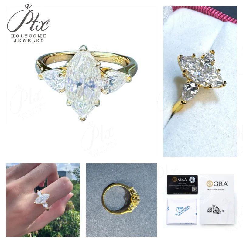 3ct Marquise Moissanite Ring, GRA Certified — view 2, SKU MOI017