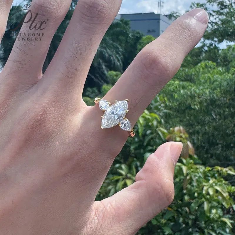 3ct Marquise Moissanite Ring, GRA Certified — view 6, SKU MOI017