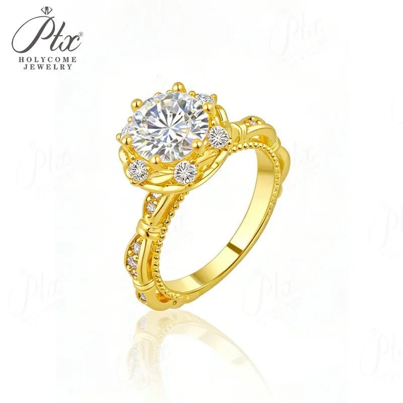 Round Moissanite Ring, GRA Certified — Design 61 — view 4, SKU MOI043