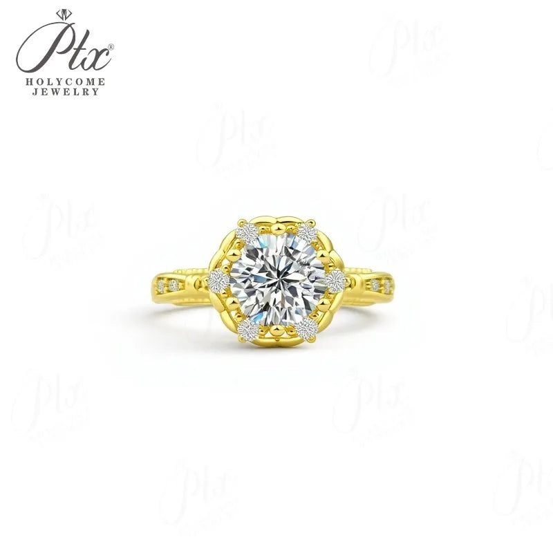Round Moissanite Ring, GRA Certified — Design 61 — view 6, SKU MOI043