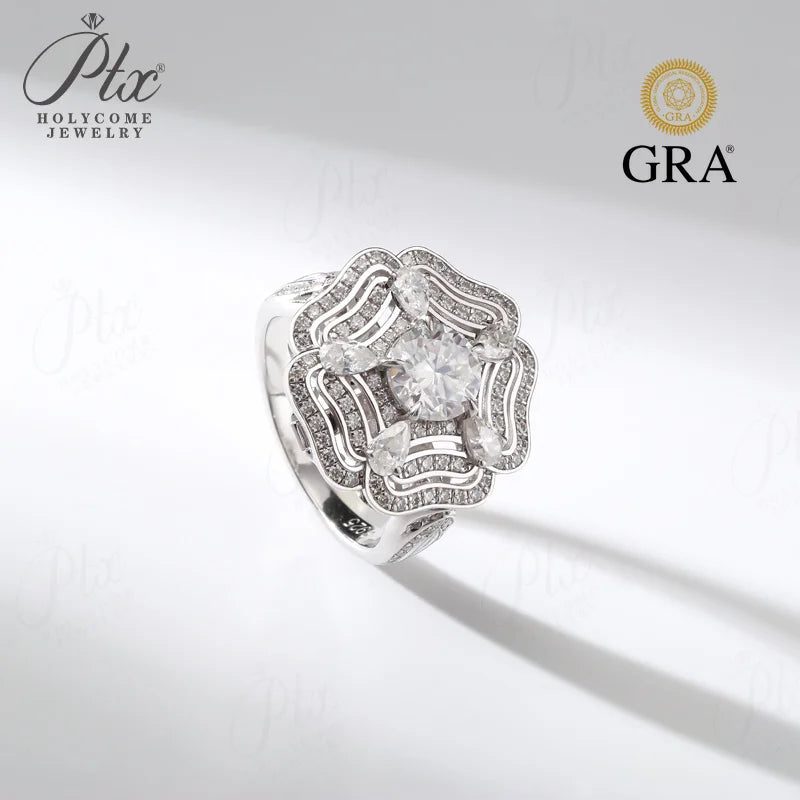 Round Moissanite Ring, GRA Certified — Design 62 — view 2, SKU MOI044