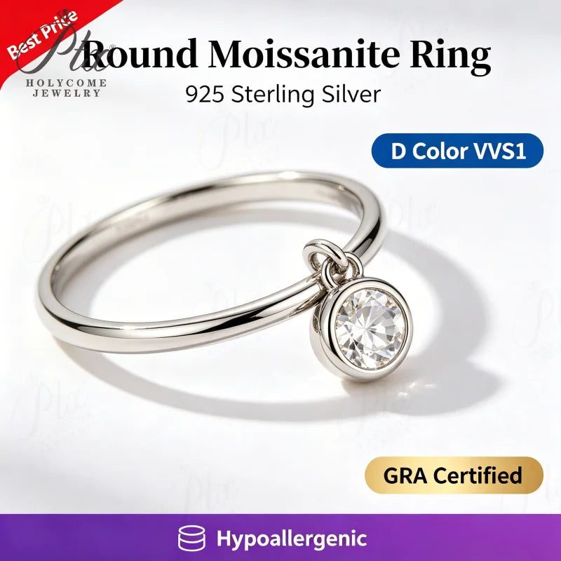 Round Moissanite Ring, GRA Certified — Design 63 — view 2, SKU MOI045