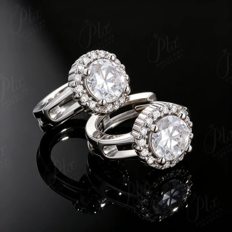 Round Moissanite Earrings, GRA Certified — main, SKU MOI056