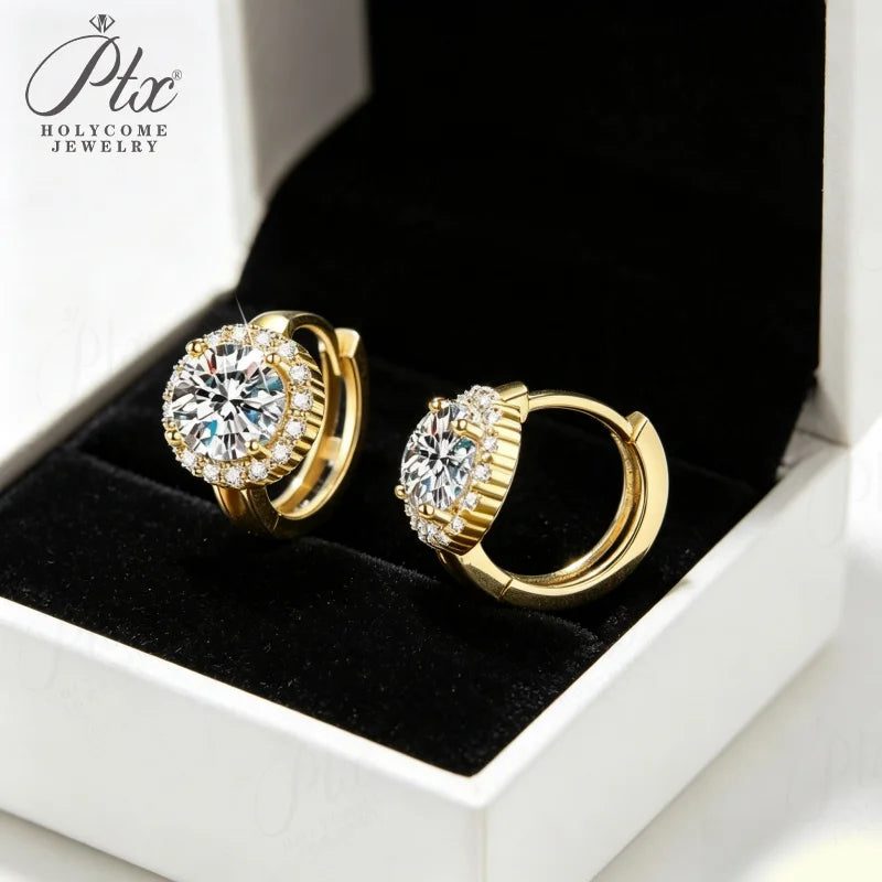 Round Moissanite Earrings, GRA Certified — view 2, SKU MOI056