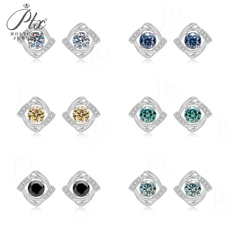 Round Moissanite Earrings — view 2, SKU MOI057