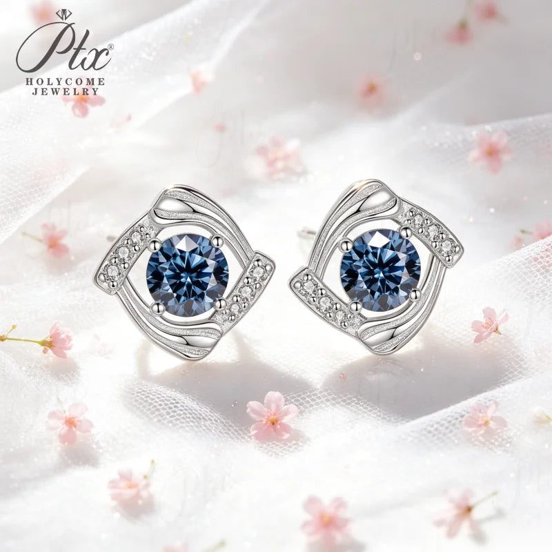 Round Moissanite Earrings — view 6, SKU MOI057