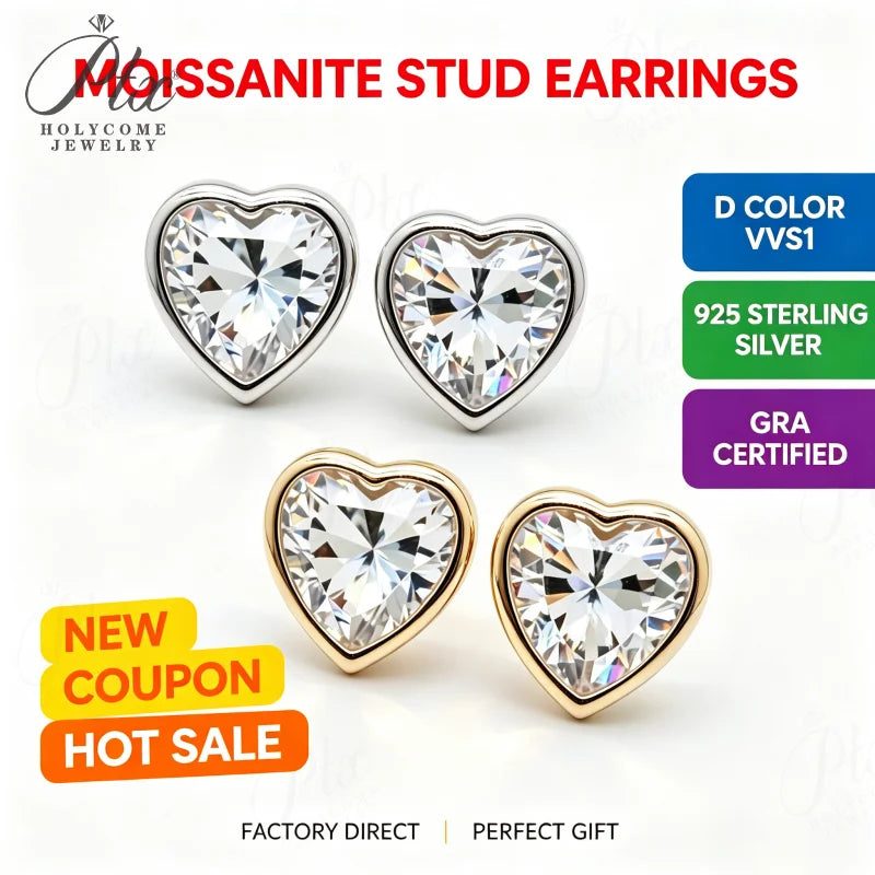 1–4ct Heart Moissanite Earrings, GRA Certified — main, SKU MOI059
