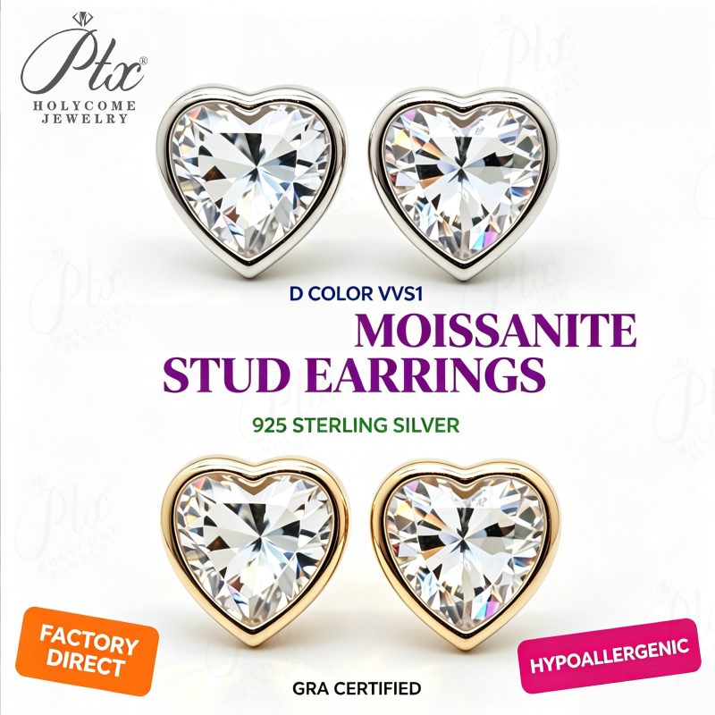 1–4ct Heart Moissanite Earrings, GRA Certified — view 2, SKU MOI059
