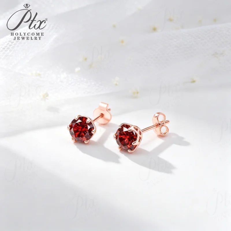 1ct Round Moissanite Earrings, GRA Certified — main, SKU MOI060