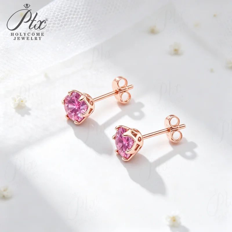 1ct Round Moissanite Earrings, GRA Certified — view 2, SKU MOI060