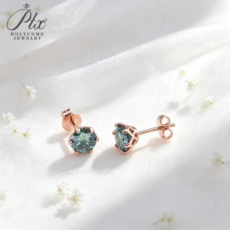 1ct Round Moissanite Earrings, GRA Certified — view 3, SKU MOI060