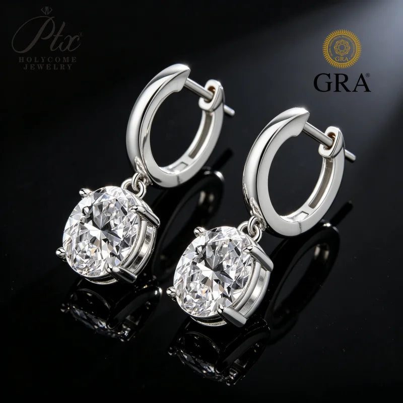 Round Moissanite Earrings, GRA Certified — Design 79 — main, SKU MOI061