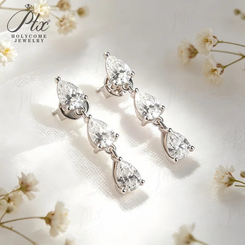3ct Pear Moissanite Earrings, GRA Certified — view 2, SKU MOI062
