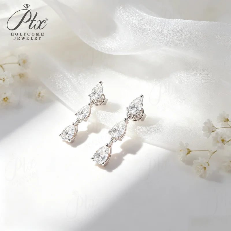 3ct Pear Moissanite Earrings, GRA Certified — view 3, SKU MOI062