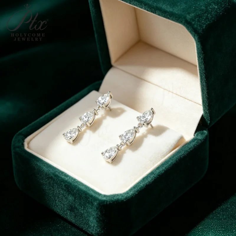3ct Pear Moissanite Earrings, GRA Certified — view 6, SKU MOI062