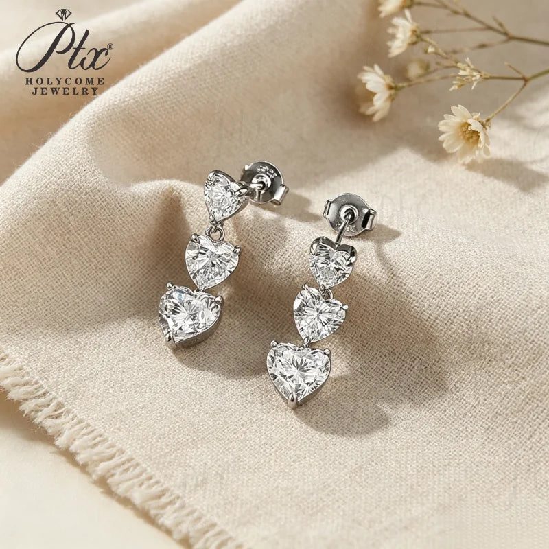 5ct Heart Moissanite Earrings, GRA Certified — view 3, SKU MOI063