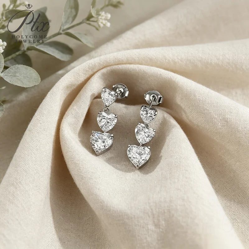 5ct Heart Moissanite Earrings, GRA Certified — view 4, SKU MOI063