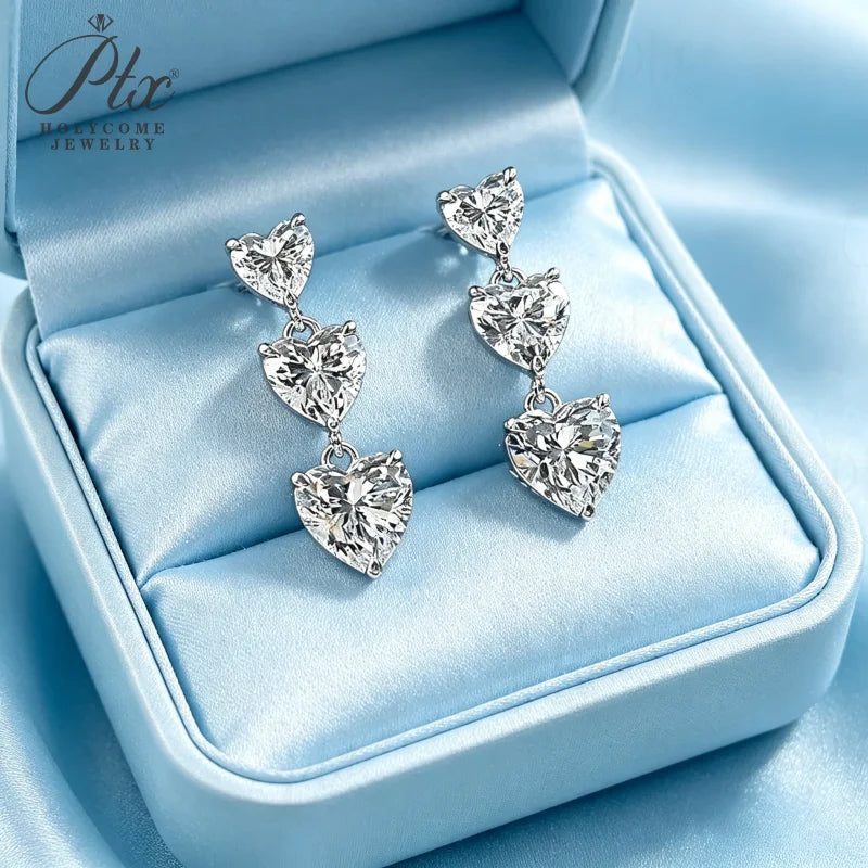 5ct Heart Moissanite Earrings, GRA Certified — view 5, SKU MOI063
