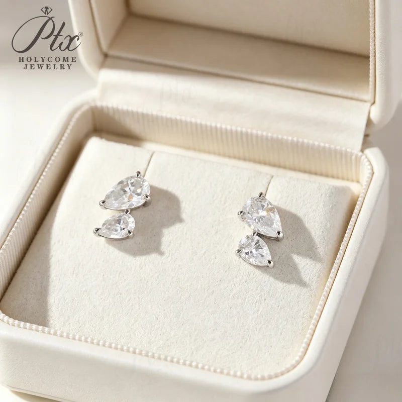 3ct Pear Moissanite Earrings, GRA Certified — Design 83 — view 5, SKU MOI064