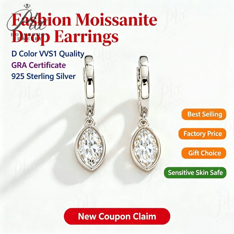 1–2ct Marquise Moissanite Earrings, GRA Certified — Design 94 — main, SKU MOI068