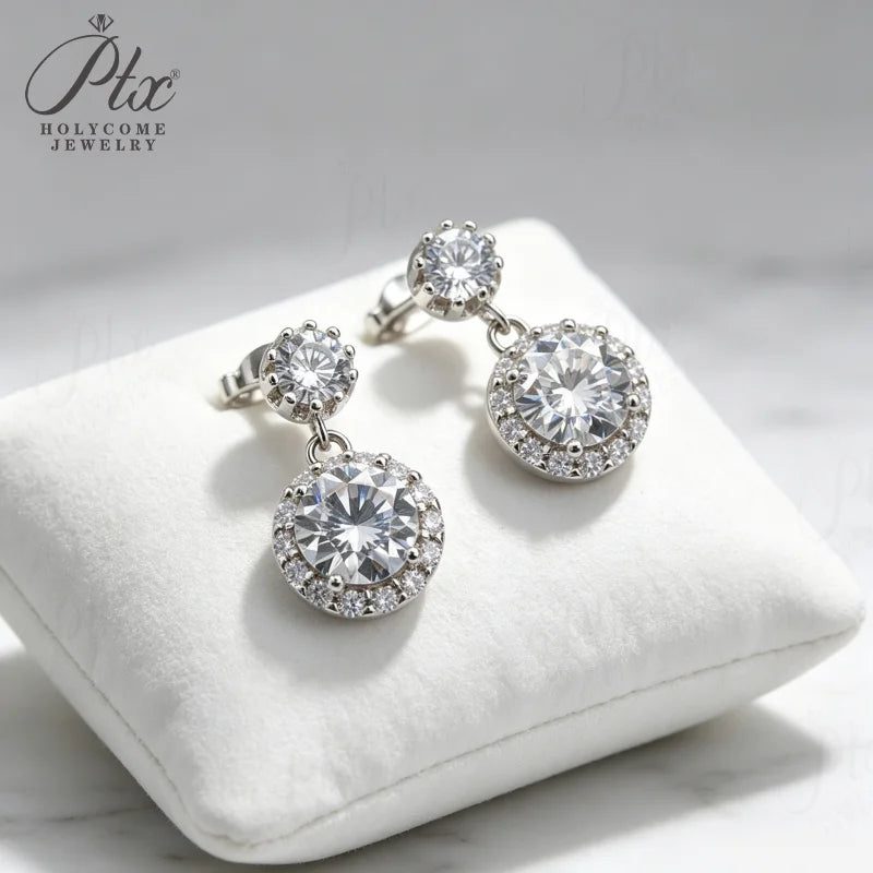 Round Moissanite Earrings — Design 95 — view 2, SKU MOI069