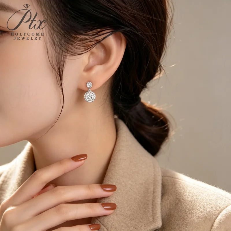 Round Moissanite Earrings — Design 95 — view 4, SKU MOI069