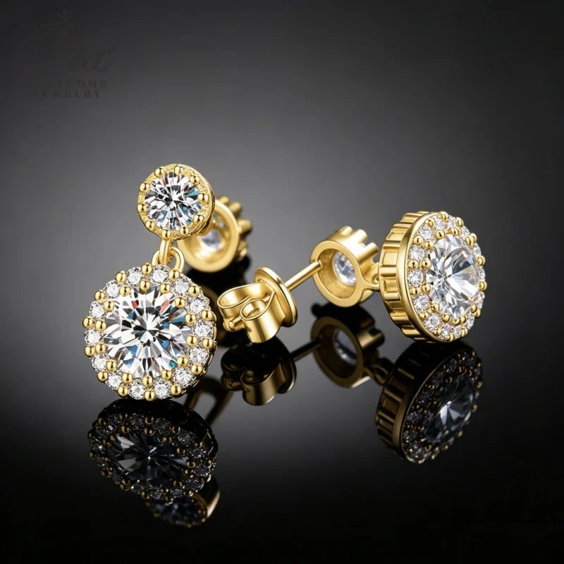 Round Moissanite Earrings — Design 95 — view 5, SKU MOI069