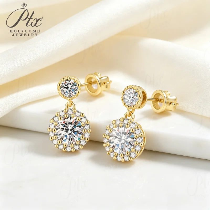 Round Moissanite Earrings — Design 95 — view 6, SKU MOI069