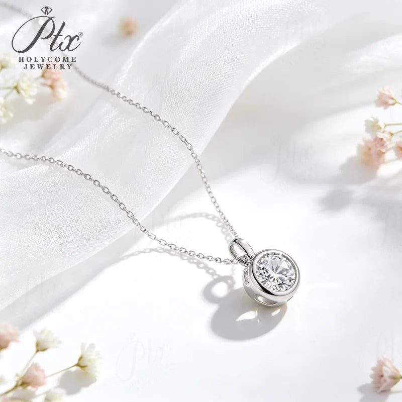 1ct Round Moissanite Necklace, GRA Certified — Design 102 — view 4, SKU MOI076