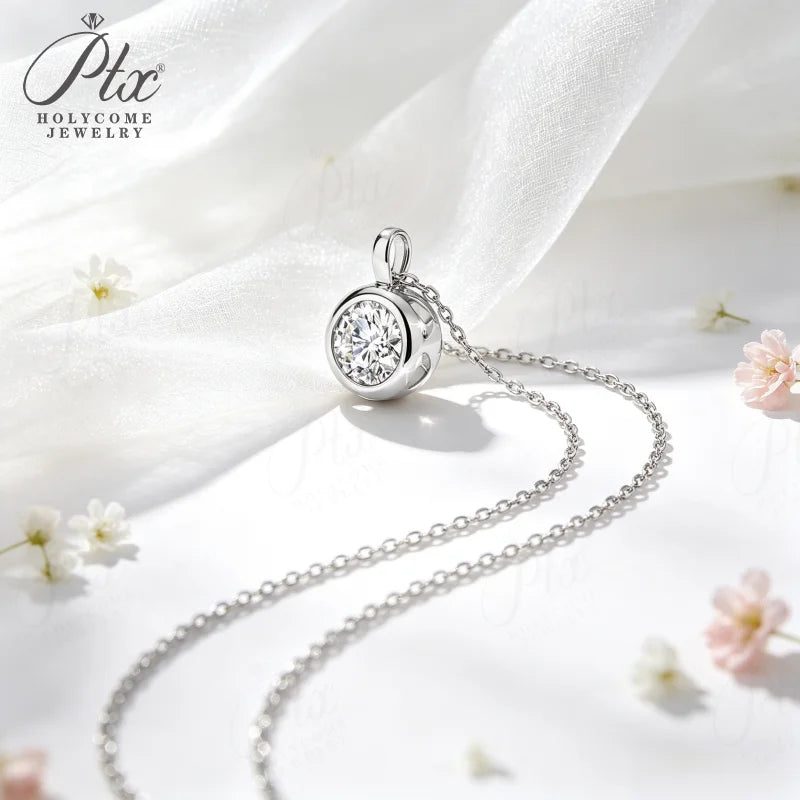 1ct Round Moissanite Necklace, GRA Certified — Design 102 — view 6, SKU MOI076
