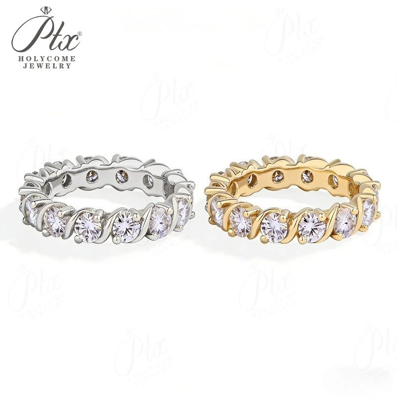 3.5mm Round Eternity Moissanite Ring — view 2, SKU MOI080