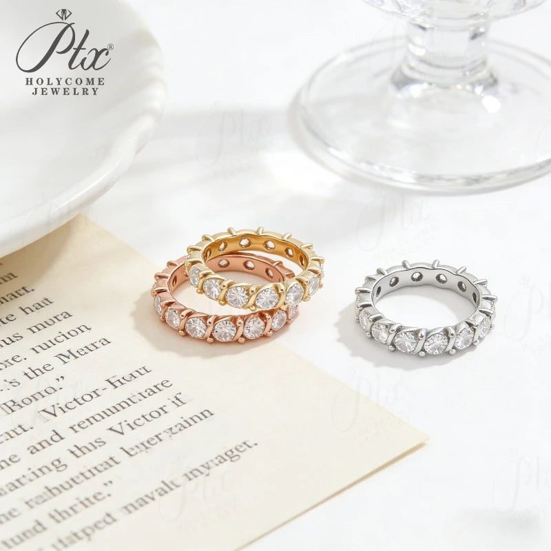 3.5mm Round Eternity Moissanite Ring — view 3, SKU MOI080