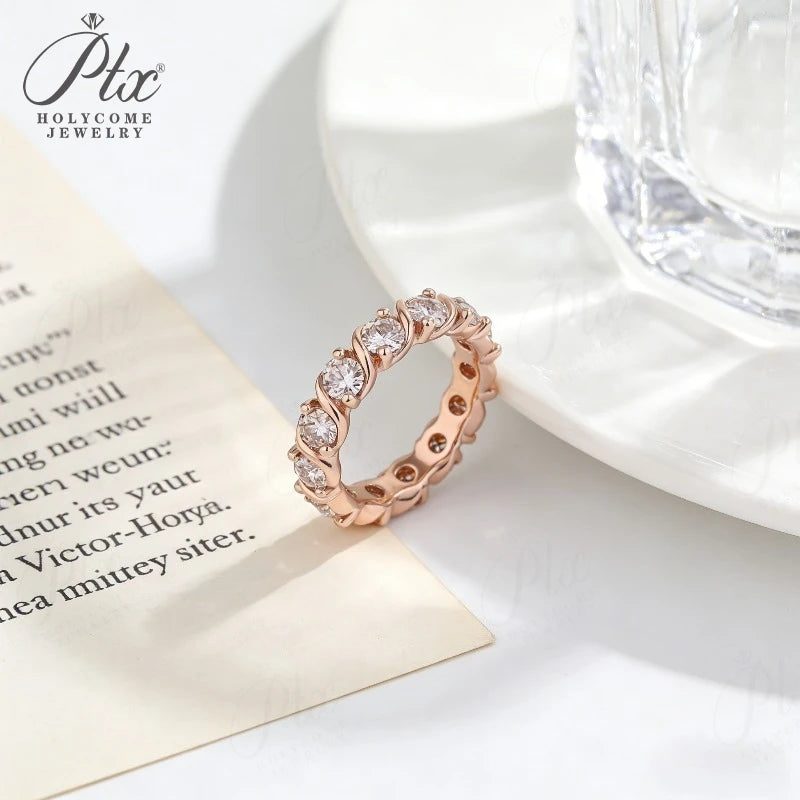 3.5mm Round Eternity Moissanite Ring — view 4, SKU MOI080